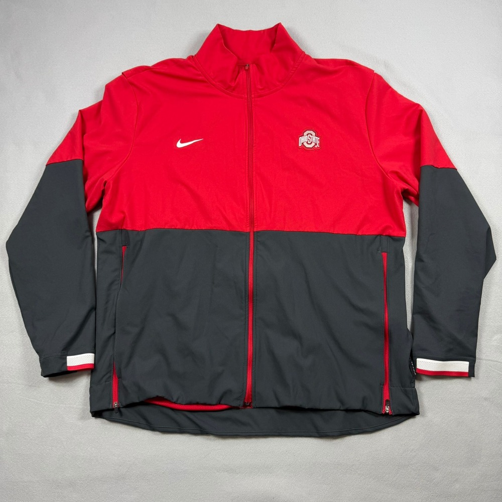 Nike Ohio State Buckeyes Jacket Mens XL Red Grey Full Zip Dri-FIT CQ5951-657